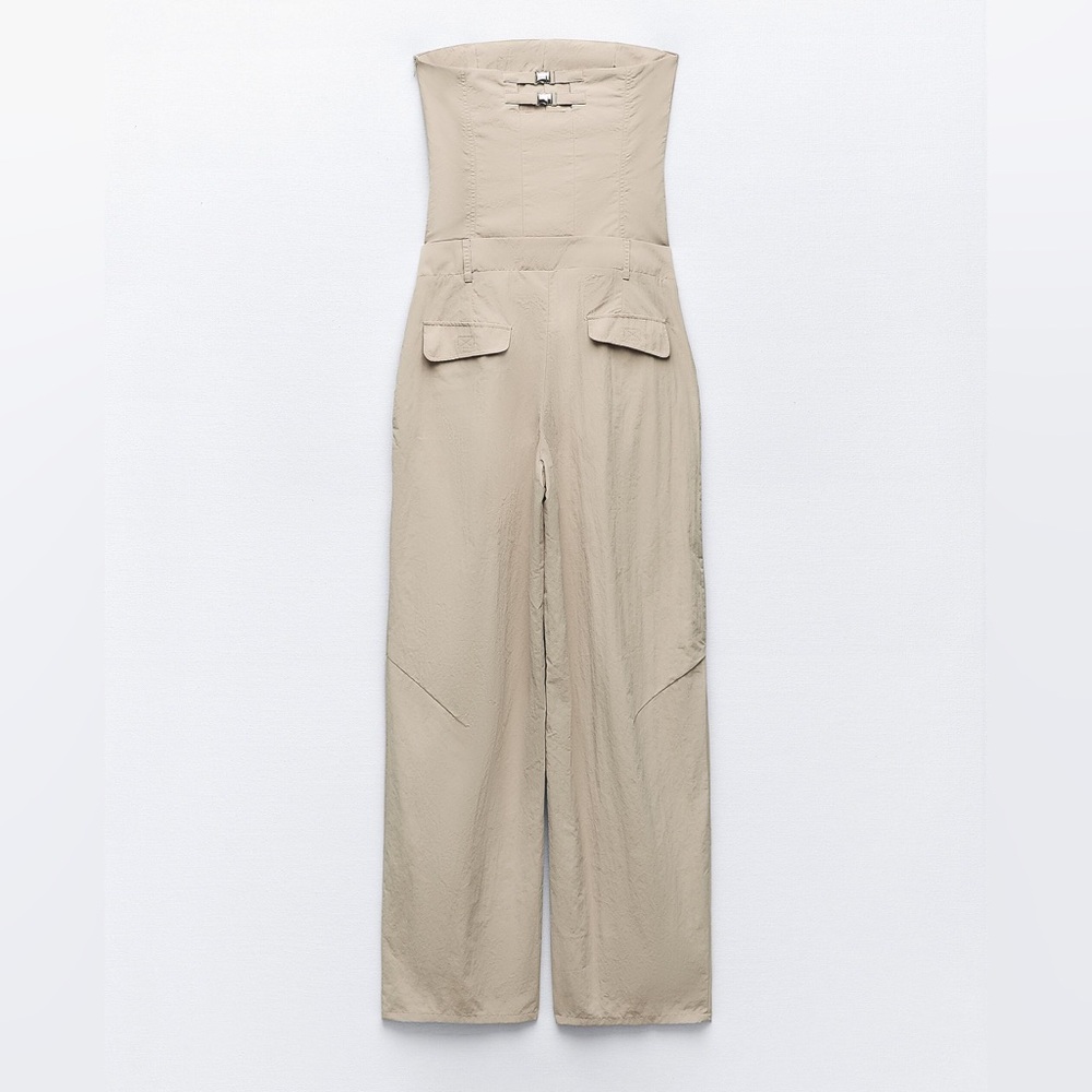 NWOT Zara strapless nylon jumpsuit blogger favorite - Picture 4 of 5